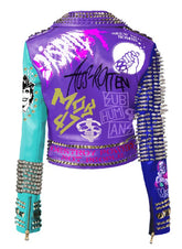 Misfits Horror Punk Biker Jacket – Handmade Gothic Clubwear with Steampunk Studs, Adicts & Aus Rotten Patches, Custom Leather